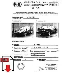 1995 Alfa Romeo 155 T.Spark 2.0 S 16v FIA homologation form PDF download